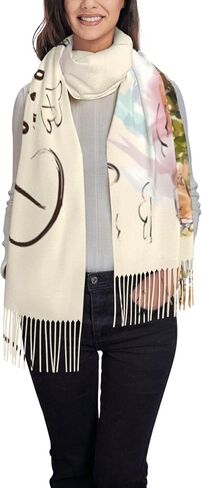 Watercolor Pink Flowers Women Scarf Fashion Pashmina Shawls Wrap Cashmere Winter Warm for Wedding Travel Party Gift in Saudi Arabia