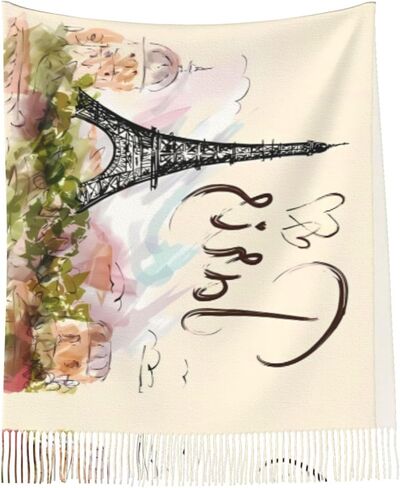 Watercolor Pink Flowers Women Scarf Fashion Pashmina Shawls Wrap Cashmere Winter Warm for Wedding Travel Party Gift in Saudi Arabia