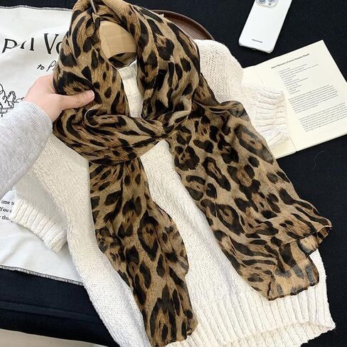 Women's Leopard Print Blanket Scarf, Soft Warm Thick Shawl Wrap with Tassels, Casual Fall Winter Neck Scarf for School in Saudi Arabia