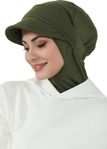 Detachable Visor Cotton Turban for Women Strech Head Wrap Combed Cotton Stylish One-Size Cap in Kuwait