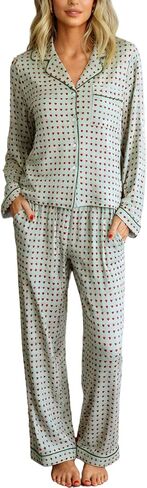 LILTWIST Valentines Silk Pajamas for Women Cute Satin Bow Heart Print Pjs 2 Piece Long Sleeve Shirt Matching Lounge Pants Set in Kuwait