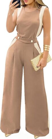 Pink Queen Jumpsuits for Women Dressy Colorblock Sleeveless Wide Leg Rompers Summer Party Elegant Outfits in Saudi Arabia