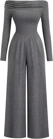 Verdusa Women's Elegant Off The Shoulder Jumpsuits Long Sleeve One Piece Dressy Rompers in Saudi Arabia