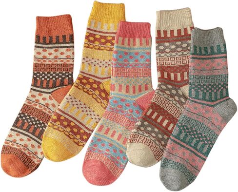 5 أزواج من الجوارب الشتوية للنساء، جوارب سميكة دافئة وناعمة مقاس 2 5-9/9-11 in Kuwait