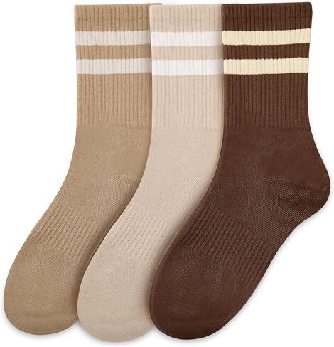 LUSCINIA Cute Crew Socks Women: Striped Retro Classic Athletic Cotton for Gym Skater School Size 6-11 in Saudi Arabia