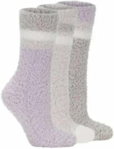 Women's 3-Pair Cozy Crew Ultra Soft Socks Purple/Grey Fits women's shoe size: 5-9.5 in Saudi Arabia