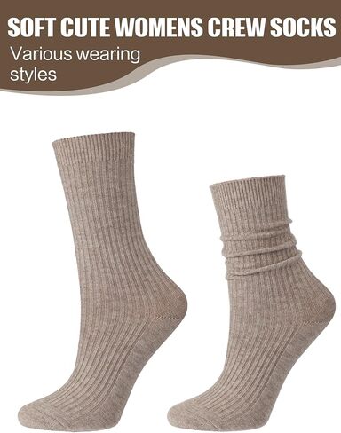 Shihanee 6 Pairs Women’s Wool Crew Socks for Women Soft Ribbed Knit Slouchy Socks for Boots Cold Weather Daily Wear in Saudi Arabia