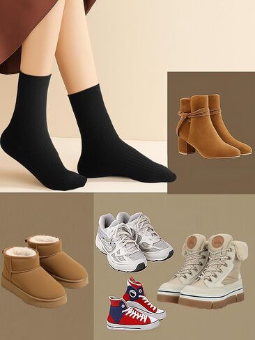 Shihanee 6 Pairs Women’s Wool Crew Socks for Women Soft Ribbed Knit Slouchy Socks for Boots Cold Weather Daily Wear in Saudi Arabia