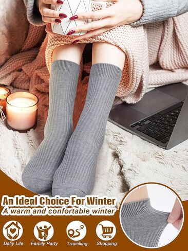 Shihanee 6 Pairs Women’s Wool Crew Socks for Women Soft Ribbed Knit Slouchy Socks for Boots Cold Weather Daily Wear in Saudi Arabia