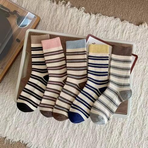 Women's Retro Striped Crew Socks 5-Pair Pack in Saudi Arabia