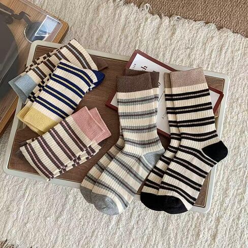 Women's Retro Striped Crew Socks 5-Pair Pack in Saudi Arabia