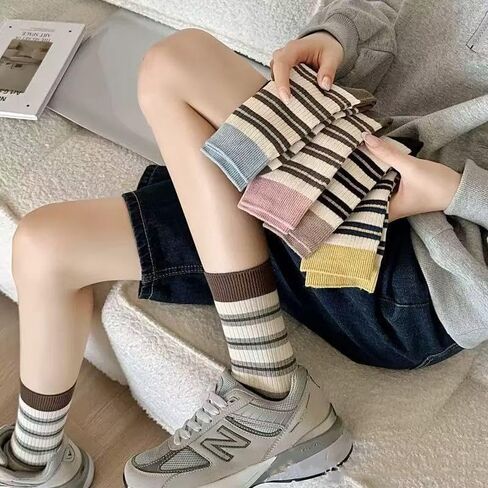 Women's Retro Striped Crew Socks 5-Pair Pack in Saudi Arabia