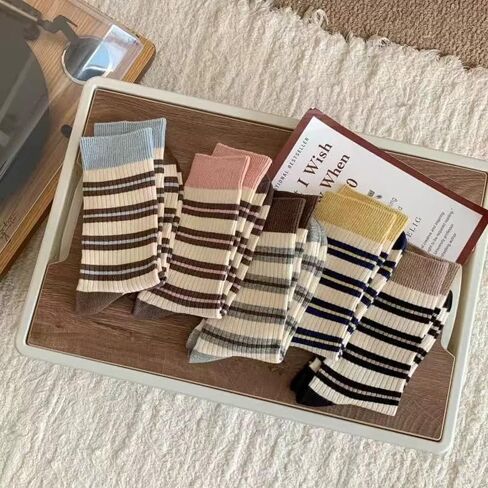 Women's Retro Striped Crew Socks 5-Pair Pack in Saudi Arabia