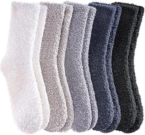 5 Pairs Thick Coral Fleece Autumn/Winter Sleep Socks For Gender-Neutral Warmth & All-Day Comfort With Soft Mid-Calf Design in Saudi Arabia