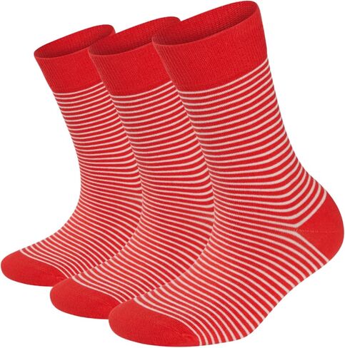 3 Pairs Striped Organic Cotton Socks for Women – Colorful Casual Crew Calf Socks, Stylish Design (36-40) in Saudi Arabia