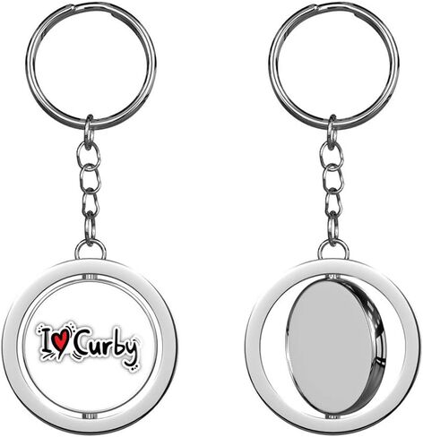 أنا أحب Curby جولة الغزل الفولاذ المقاوم للصدأ سلسلة المفاتيح المعدنية حلقة مزدوجة من جانب التصميم in Kuwait