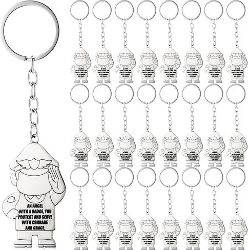 Tondiamo 24 Pcs Police Officer Gift Keychain Metal Angels at Work and Play Keychain for Employee Appreciation Retirement Gift in Saudi Arabia