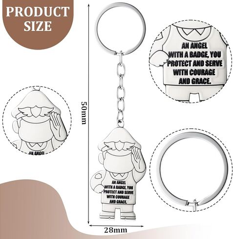 Tondiamo 24 Pcs Police Officer Gift Keychain Metal Angels at Work and Play Keychain for Employee Appreciation Retirement Gift in Saudi Arabia