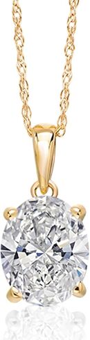 Gem Stone King 1.50 Ct Oval Cut 14K Yellow Gold IGI Certified Lab Grown Diamond Pendant Necklace | F-G Color | VS Clarity | Gold Necklace For Women | With 18 Inch Gold Chain in Saudi Arabia