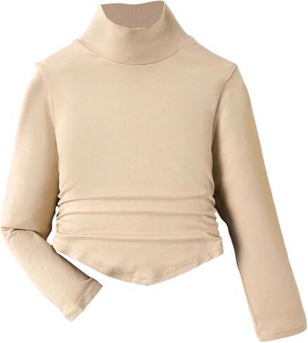 SOLY HUX Toddler Girl's T Shirt Turtleneck Long Sleeve Ruched Tee Slim Fit Casual Tops in Saudi Arabia