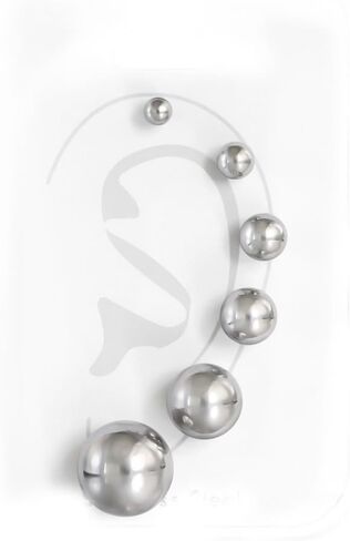 316L Surgical Stainless Steel Round Ball Studs Earrings 6 Pair Set Assorted Sizes in Saudi Arabia