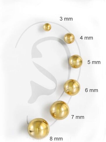 316L Surgical Stainless Steel Round Ball Studs Earrings 6 Pair Set Assorted Sizes in Saudi Arabia
