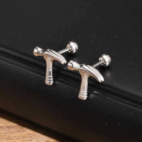 أقراط Rockyu الرجالية المطرقة المصنوعة من الفولاذ المقاوم للصدأ والفضة هيبوالرجينيك أداة MotifCasual إكسسوار هدية in Kuwait