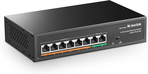 MokerLink 10 Port PoE Switch With 8 Port PoE+, 2 Fast Ethernet Uplink, 100Mbps, 96W 802.3af/at, Fanless Plug & Play Ethernet Switch in Kuwait