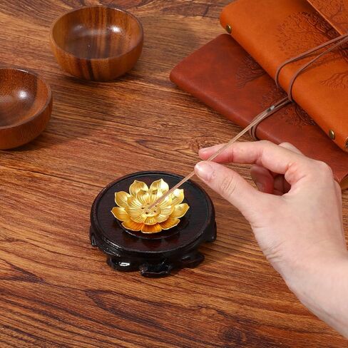 50Pcs Incense Holder with Stick Tray, Gold Lotus Sticks Incense Burner, Cone Burner Ash Collector for Home Fragrance Yoga Sauna SPA, Anti Ash Spilling in Saudi Arabia