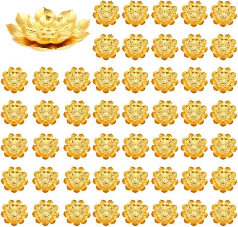 50Pcs Incense Holder with Stick Tray, Gold Lotus Sticks Incense Burner, Cone Burner Ash Collector for Home Fragrance Yoga Sauna SPA, Anti Ash Spilling in Saudi Arabia