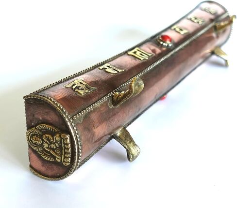 Traditional Handmade Incense Holder for Sticks and Cones | 100% Pure Copper & Brass Incense Burner | Buddhha & Buddhist Text | Stand Holds 6 Sticks & 6 Cones | Effective Ash Catcher in Saudi Arabia