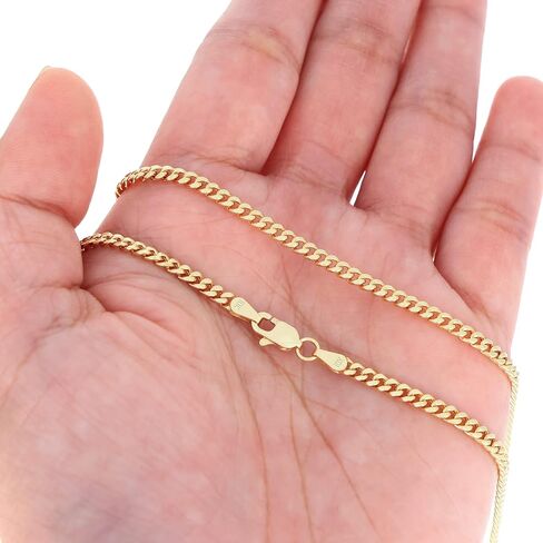 Nuragold 10k Real Yellow Gold Miami Cuban Lightweight Link 3mm Chain Bracelet or Anklet (7"-9") Italian Jewelry for Men & Women in Saudi Arabia