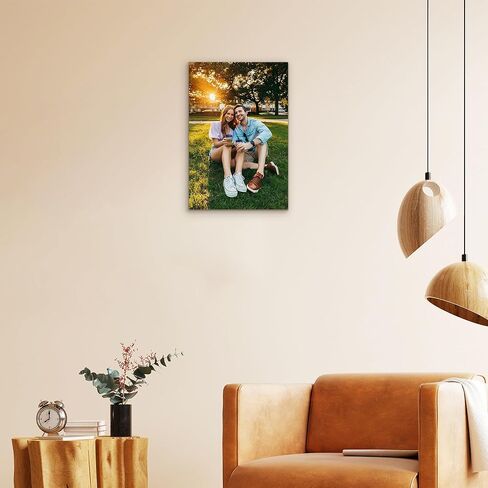 لوحة فنية جدارية من القماش مخصصة (مؤطرة مقاس 8 × 12 بوصة) مطبوعات قماشية مخصصة مع صورك الفنية الجدارية لغرفة المعيشة وغرفة النوم ومطبوعات صور الزوجين لهدايا عيد الميلاد in Saudi Arabia