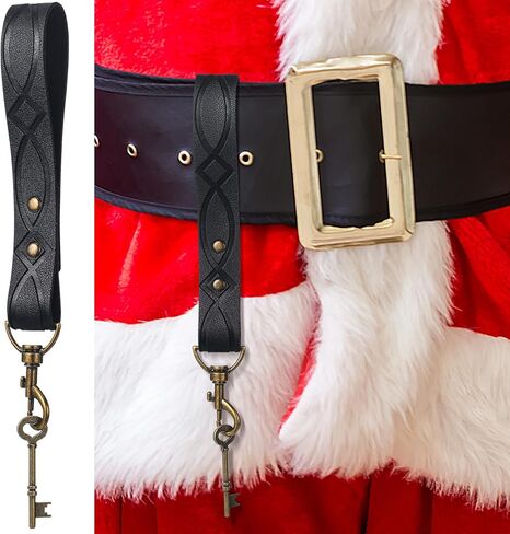 Christmas Santa Brass Key Leather Keychain Fob for Santa Claus Cosplay Ornament Halloween Costume and Christmas Holiday Party Dress Accessories in Saudi Arabia