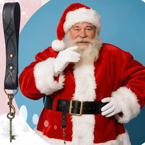 Christmas Santa Brass Key Leather Keychain Fob for Santa Claus Cosplay Ornament Halloween Costume and Christmas Holiday Party Dress Accessories in Saudi Arabia