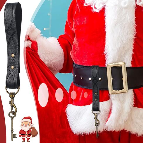 Christmas Santa Brass Key Leather Keychain Fob for Santa Claus Cosplay Ornament Halloween Costume and Christmas Holiday Party Dress Accessories in Saudi Arabia