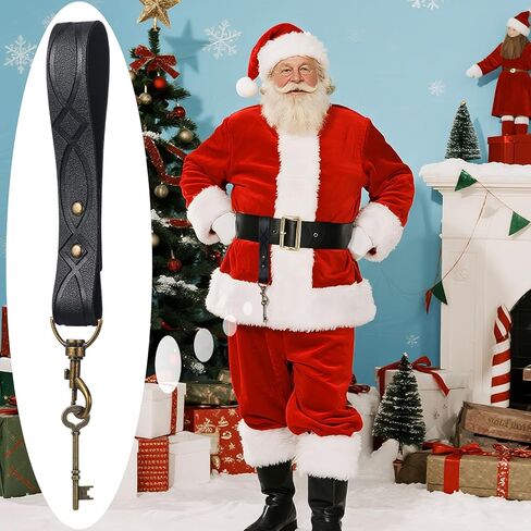 Christmas Santa Brass Key Leather Keychain Fob for Santa Claus Cosplay Ornament Halloween Costume and Christmas Holiday Party Dress Accessories in Saudi Arabia