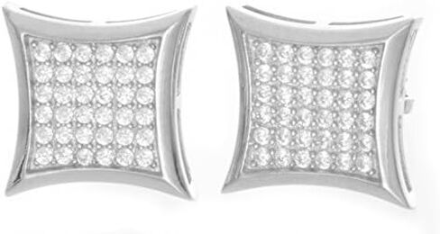 Sterling Silver White CZ Stones Kite Shape Stud Unisex Earrings in Saudi Arabia