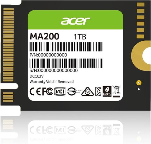 Acer MA200 M.2 2230 SSD NVMe 1TB, PCIe Gen 4, Read Speeds Up to 5200 MB/s, Great for Steam Deck, Asus ROG Ally, Microsoft Surface Handheld Gaming Devices Storage Expansion - BL.9BWWA.154 in Kuwait