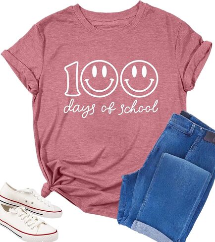 100 يوم من المدرسة قميص المعلم تي شيرت للنساء 100 يوم من المدرسة قمصان المعلم هدايا المعلم الحياة الجرافيك المحملة in Kuwait