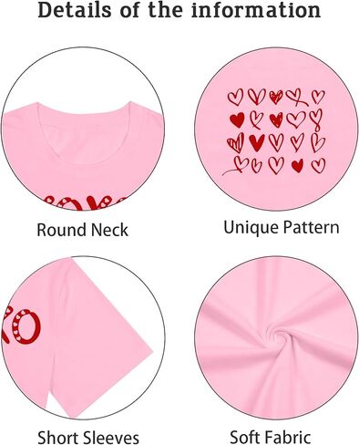 Valentines Shirts for Women Valentines T Shirt Cute Love Heart Print Graphic Tee Casual Lover Gift Blouse Tops in Saudi Arabia