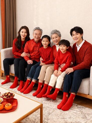 6 Pairs 2026 Chinese New Year Socks, Horse Years Unisex Red Fortune Crew Socks, Festive Lunar New Year Calf Socks Gift for Men & Women in Saudi Arabia