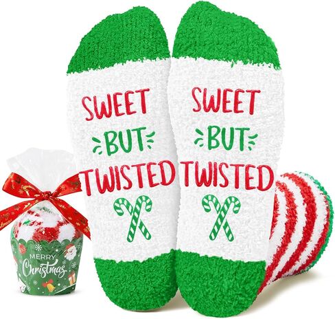 HAPPYPOP Cozy Christmas Socks Gift - Elf Candy Cane Lights Xmas Socks for Adults in Saudi Arabia
