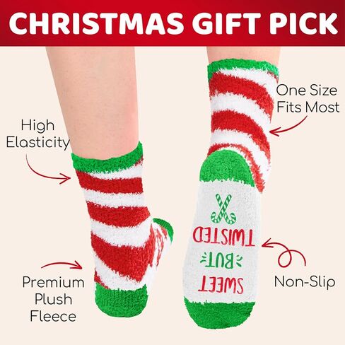 HAPPYPOP Cozy Christmas Socks Gift - Elf Candy Cane Lights Xmas Socks for Adults in Saudi Arabia