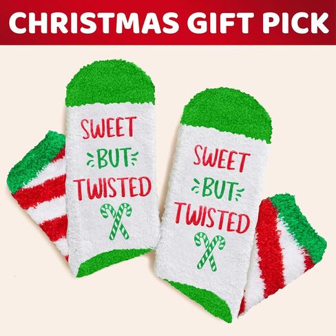 HAPPYPOP Cozy Christmas Socks Gift - Elf Candy Cane Lights Xmas Socks for Adults in Saudi Arabia