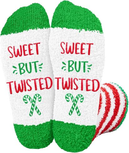 HAPPYPOP Cozy Christmas Socks Gift - Elf Candy Cane Lights Xmas Socks for Adults in Saudi Arabia
