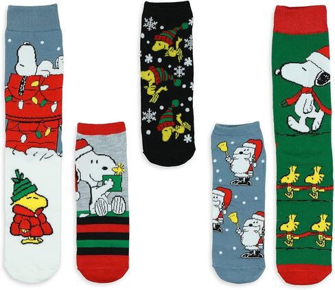 جوارب Hyp Peanuts Snoopy and Woodstock للبالغين 5 أزواج 2 طاقم 3 قطع منخفضة في صندوق هدايا in Saudi Arabia