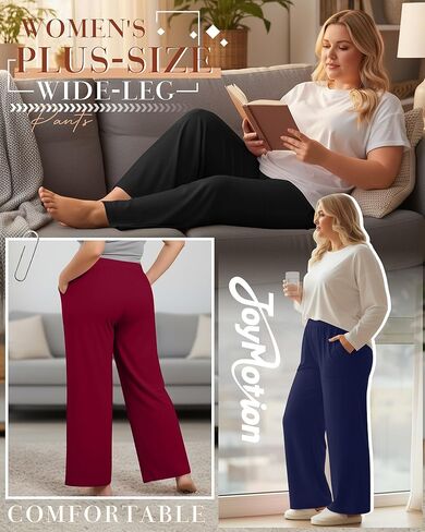 3 Pack Women's Plus Size Lounge Pants Wide Leg Yoga Pajama Palazzo Pants Loose Casual Baggy Sweatpants with Pockets in Saudi Arabia