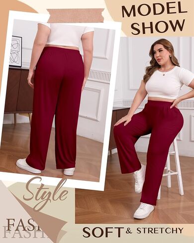 3 Pack Women's Plus Size Lounge Pants Wide Leg Yoga Pajama Palazzo Pants Loose Casual Baggy Sweatpants with Pockets in Saudi Arabia