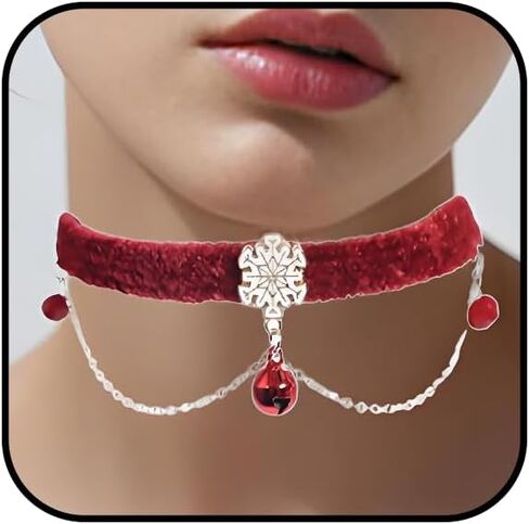 Snowflake Choker Necklace for Women Cute Fur Christmas Necklace Trendy White Choker Fashion Winter Jewelry in Saudi Arabia